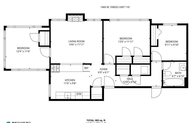 3 beds, 1 bath, 632 sqft, $2,450, Unit 1460-110