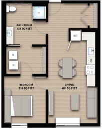 1 bed, 1 bath, 740 sqft, $1,909