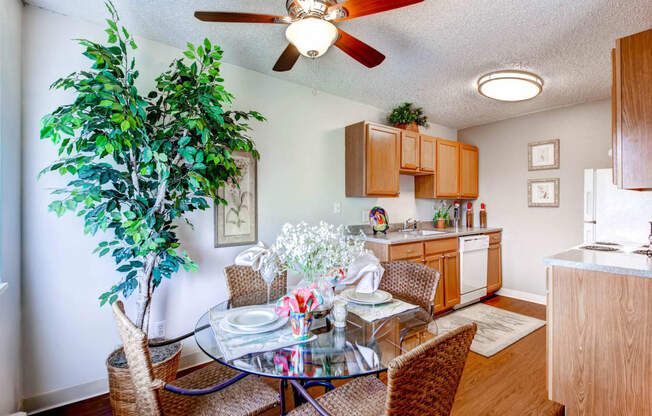 A Standard Dining Room and Kitchen at Greentree Village Apartments