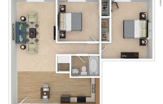 2 beds, 1 bath, 896 sqft, $1,195, Unit 2599-3D