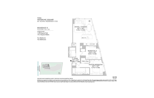 2 beds, 2 baths, 1,198 sqft, $12,000, Unit 27E