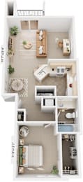 1 bed, 1 bath, 852 sqft, $1,069