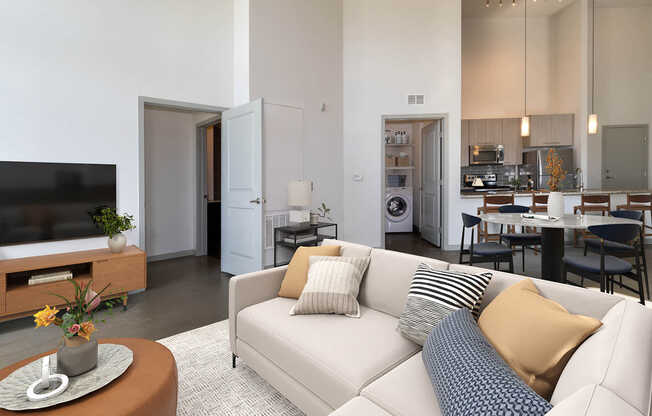 Living Area and Kitchen with Hard Surface Flooring