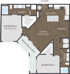 2 beds, 2 baths, 1,274 sqft, $1,854
