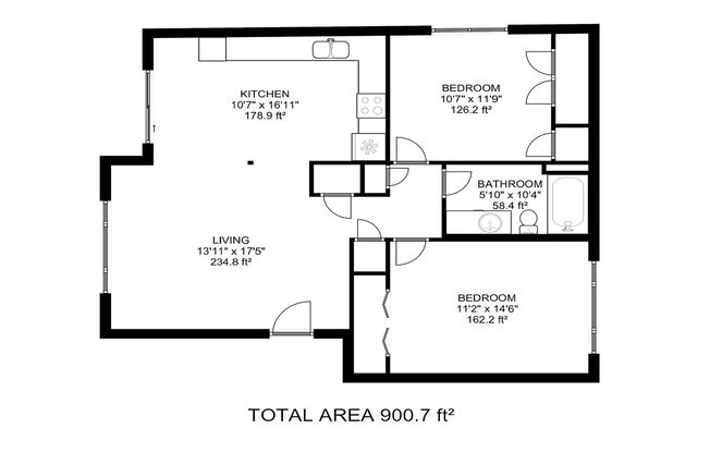 2 beds, 1 bath, 907 sqft, $1,525, Unit 108