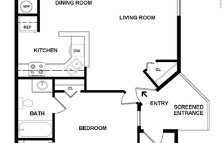 1 bed, 1 bath, 600 sqft, $1,295