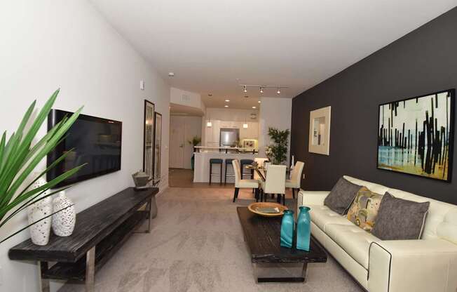 Living Room with a Black Coffee Table