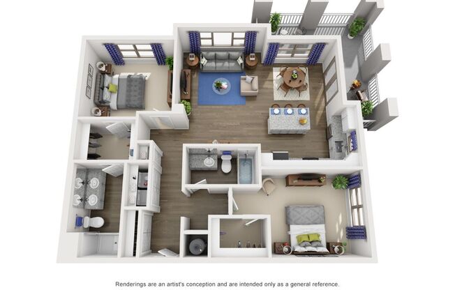 2 beds, 2 baths, 1,266 sqft, $1,835