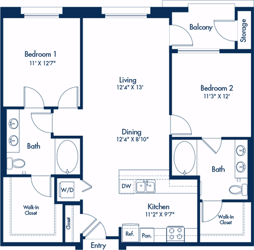 2 beds, 2 baths, 1,125 sqft, $3,469, Unit 235