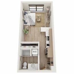 Studio, 1 bath, 495 sqft, $1,253