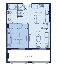 1 bed, 1 bath, 622 sqft, $2,221