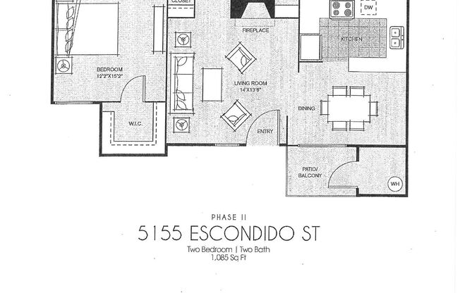 2 beds, 1.5 baths, 1,085 sqft, $1,356, Unit CA 5155-201