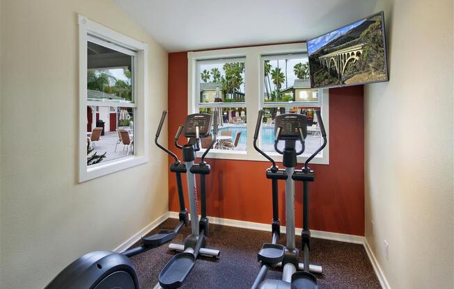 Fitness Center With Modern Equipment, at Sumida Gardens Apartments, Santa Barbara, CA