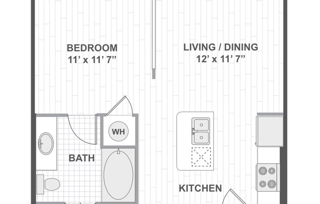 Studio, 1 bath, 596 sqft, $1,320