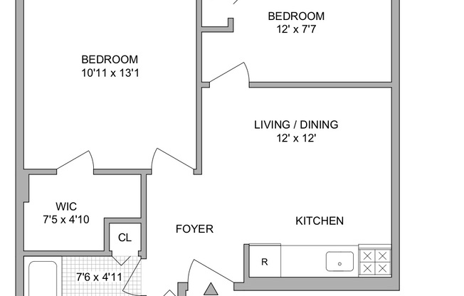 2 beds, 1 bath, $3,400, Unit 2R