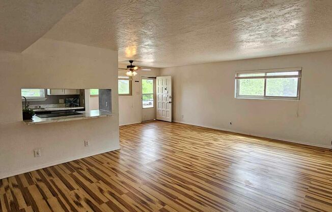 2nd story 2 bedroom, 1 bath condo with central heat and air and one car garage.