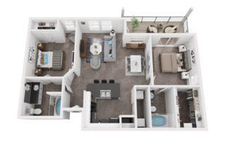 2 beds, 2 baths, 1,045 sqft, $1,669