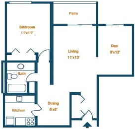 1 bed, 1 bath, 750 sqft, $1,225