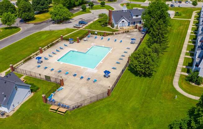 Aerial View Of The Swimming Pool at Indian Lakes Apartments, Indiana