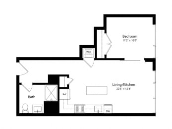 1 bed, 1 bath, 597 sqft, $2,270