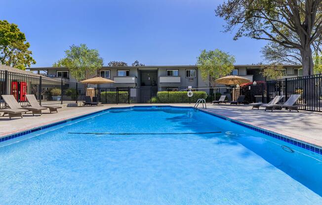 a blue pool of water