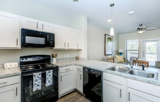 a kitchen with a stove and a sink