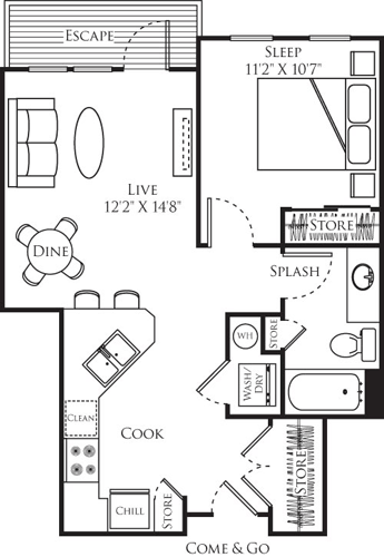 1 bed, 1 bath, 645 sqft, $2,134, Unit 515