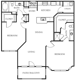 2 beds, 2 baths, 1,163 sqft, $1,270