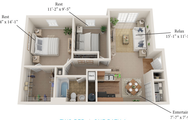 2 beds, 1 bath, 933 sqft, $1,439, Unit 6375