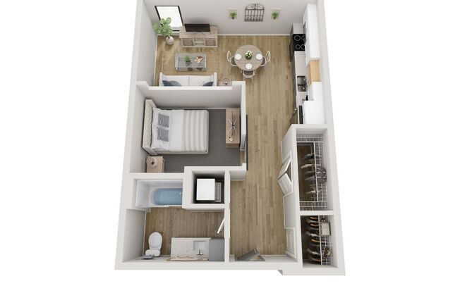 Studio, 1 bath, 530 sqft, $1,060, Unit 424