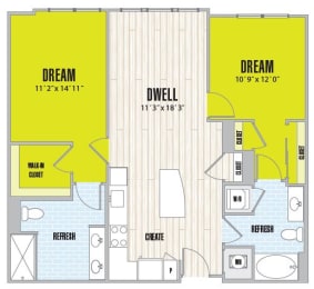 2 beds, 2 baths, 1,035 sqft, $2,503