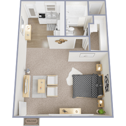 Studio, 1 bath, 460 sqft, $799