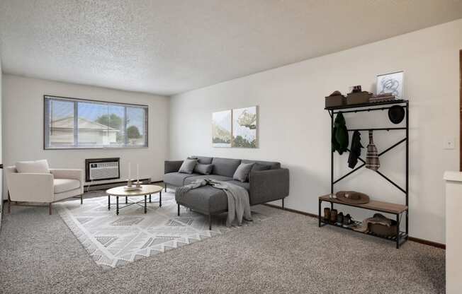 Spacious Living Area with Carpet