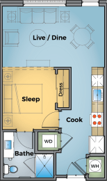 1 bed, 1 bath, 565 sqft, $1,733