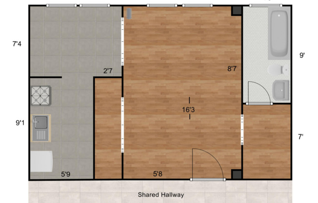 Studio, 1 bath, 400 sqft, $985, Unit 510