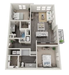 2 beds, 2 baths, 1,134 sqft, $1,665