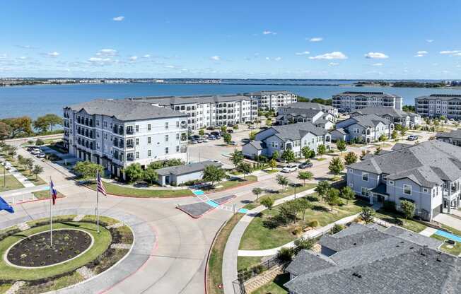 aerial view of Reveal on the Lake apartments 1600 President George Bush Hwy. Rowlett, TX 75088