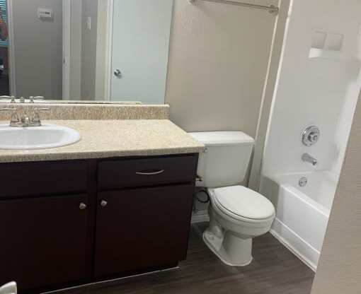 traditional bathroom in luxury north austin apartment