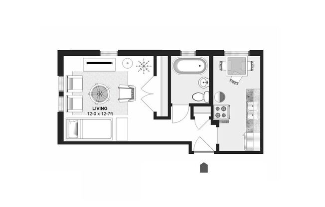 Studio, 1 bath, 340 sqft, $725, Unit 207