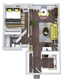1 bed, 1 bath, 524 sqft, $1,369