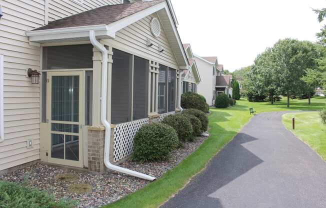 Screened in porch with ceiling fan