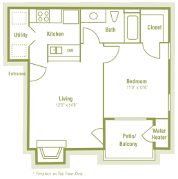 1 bed, 1 bath, 562 sqft, $1,225