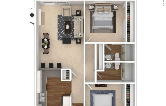 2 beds, 2 baths, 1,086 sqft, $3,135