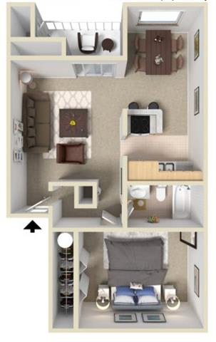 1 bed, 1 bath, 646 sqft, $1,475
