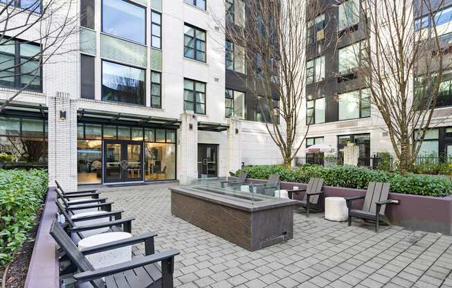 Outdoor Patio Area at The Parker Apartments in Portland, OR 97209