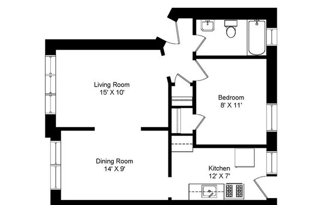 1 bed, 1 bath, 670 sqft, $1,550, Unit 5111-2