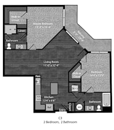 2 beds, 2 baths, 1,174 sqft, $2,299