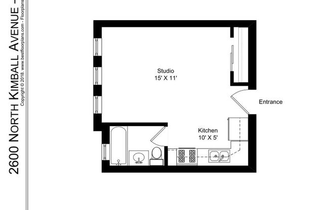 Studio, 1 bath, 337 sqft, $1,395, Unit 303