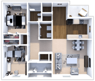 2 beds, 2 baths, 976 sqft, $1,249