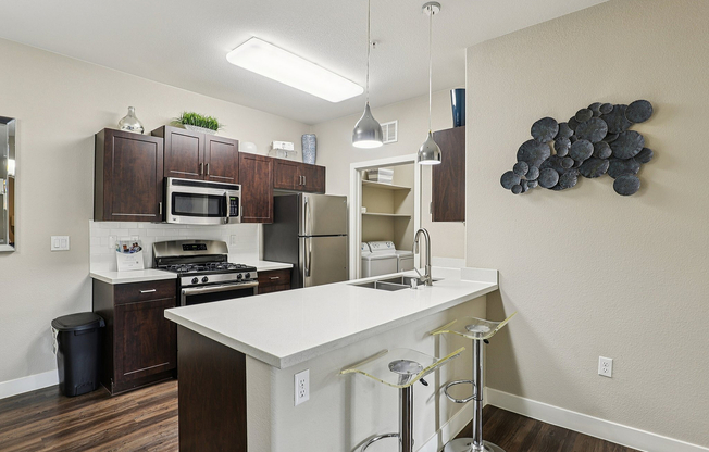 Kitchen View with Laundry Room
